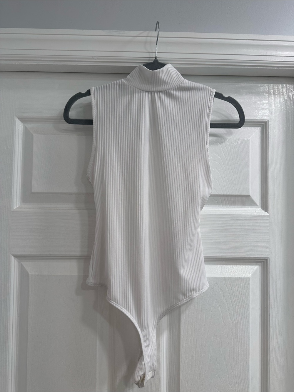 ASOS Sleeveless White Ribbed Mock Neck Bodysuit